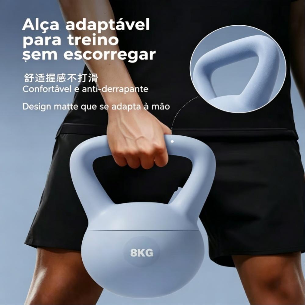 Kettlebell Soft 8kg Joyfox Profissional Para Força Condicionamento Físico E Treino Funcional