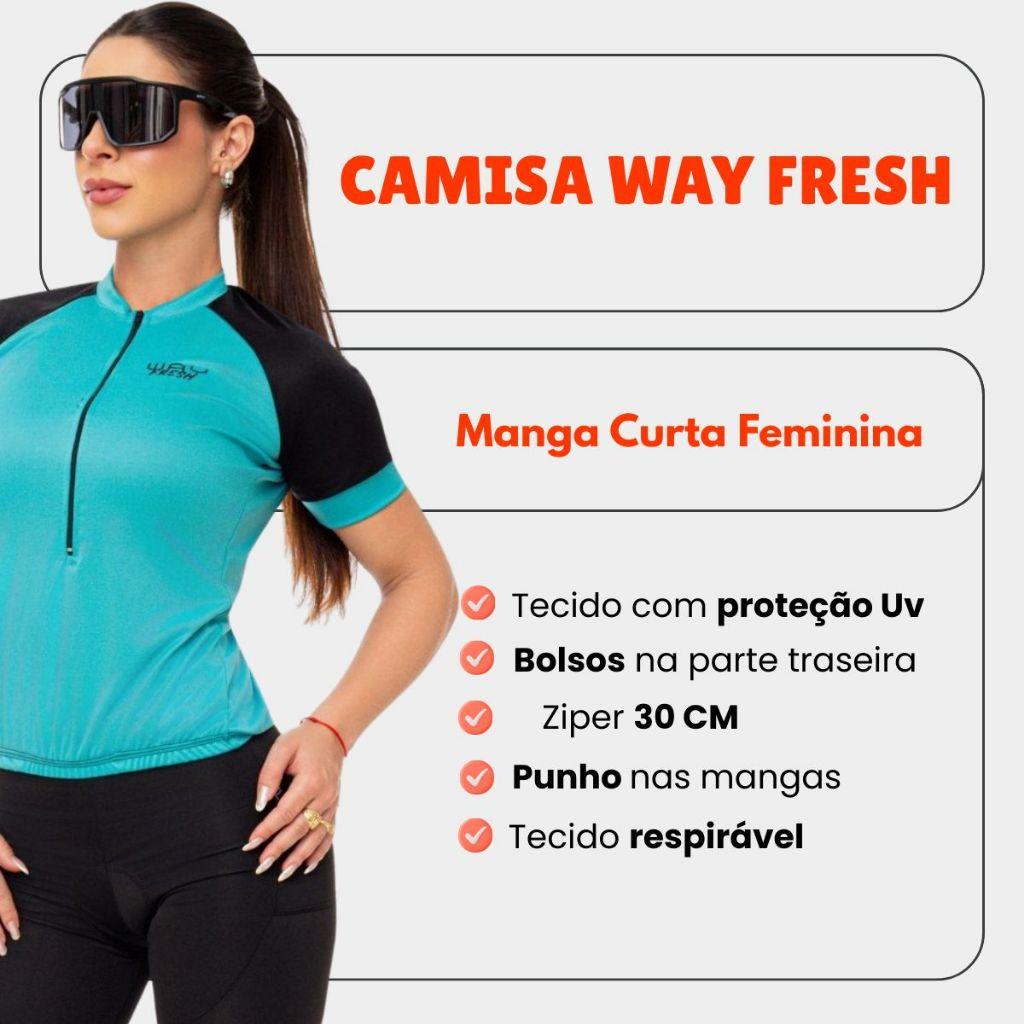 Conjunto Ciclismo Feminino Short Com Forro E Camisa Refrescante Bermuda Uv50 Mtb