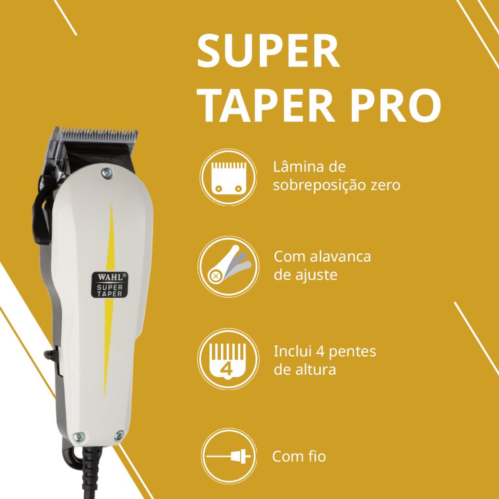 Wahl Maquina De Cortar Cabelo Super Taper Profissional Branco Com Fio Motor V5000