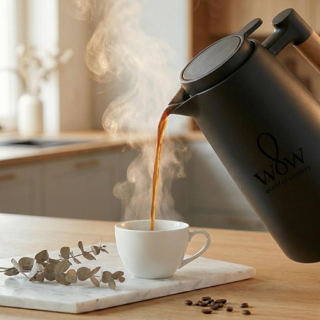 Garrafa Térmica Cabo Madeira Para Café 1l