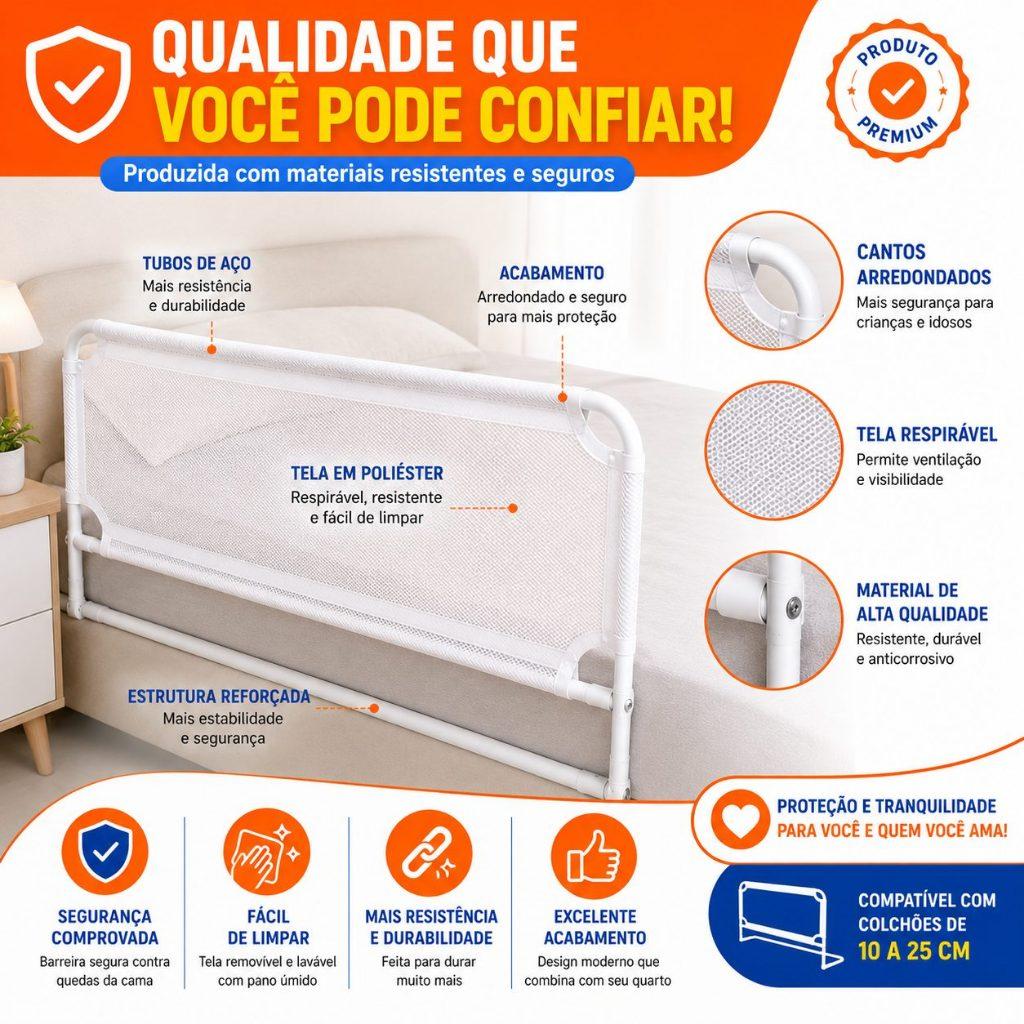 Kit 2 Grade De Cama Com Tela De Segurança E Idosos