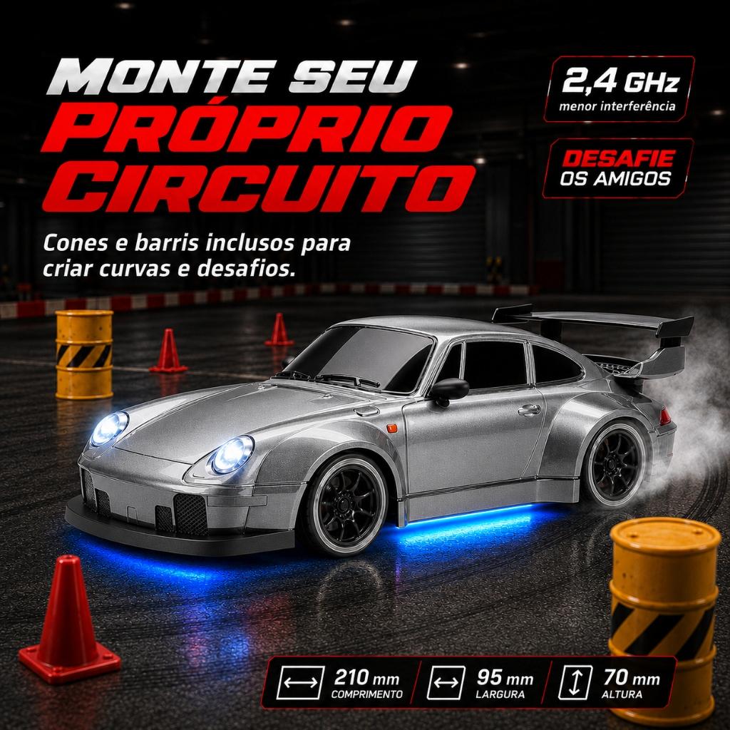Carrinho De Controle Remoto Drift 4x4 Alta Velocidade 20km/h Bateria Recarregavel 2 4ghz Escala 1 24 Com Luzes Kizumba
