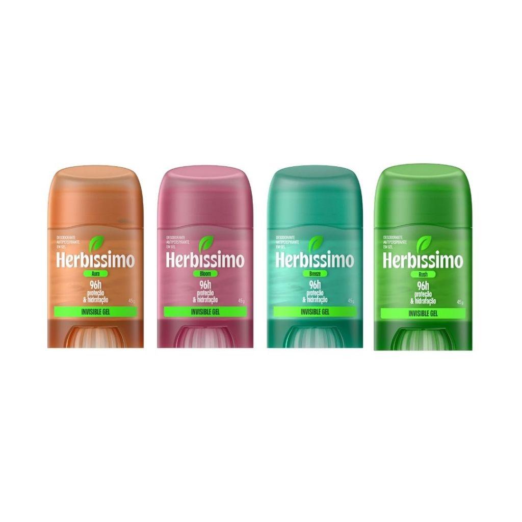 Kit Desodorante Antitranspirante Herbíssimo Invisible Gel Fragrâncias Variadas (4 Unidades)