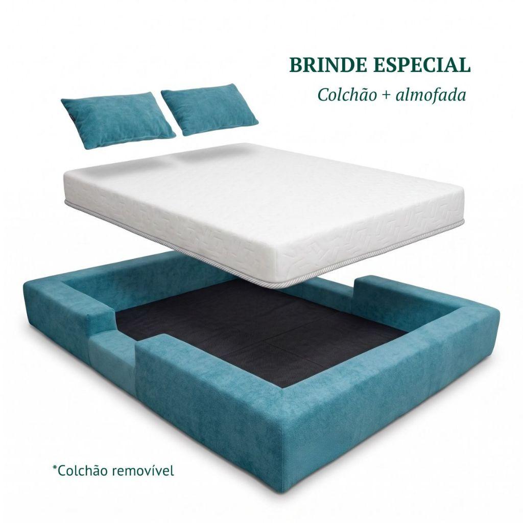 Cama Montessoriana Casal Ninho 100 Espuma Verde Água Keiko