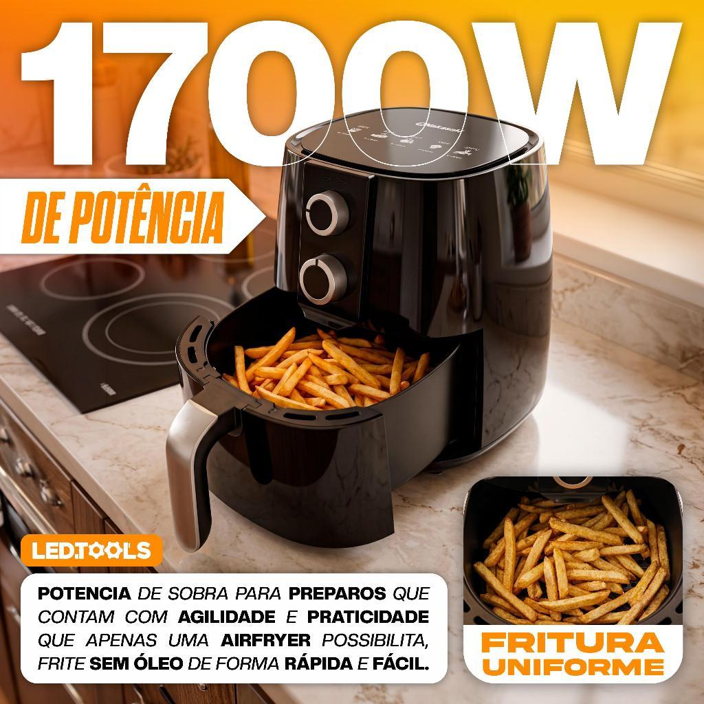 Fritadeira Eletrica Airfryer Sem Óleo 3.8l Antiaderente Preto