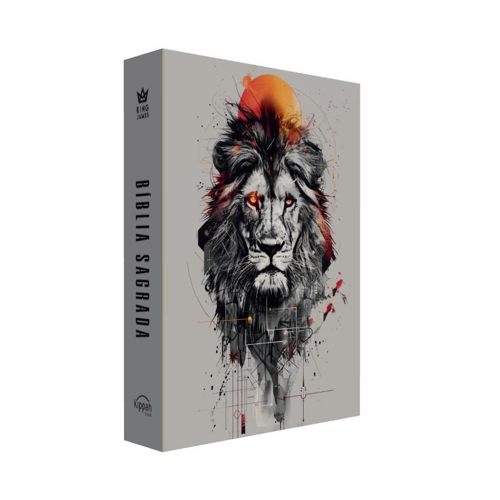 Bíblia King James Bkj - Leão Laranja - Borda Pintada Compacta