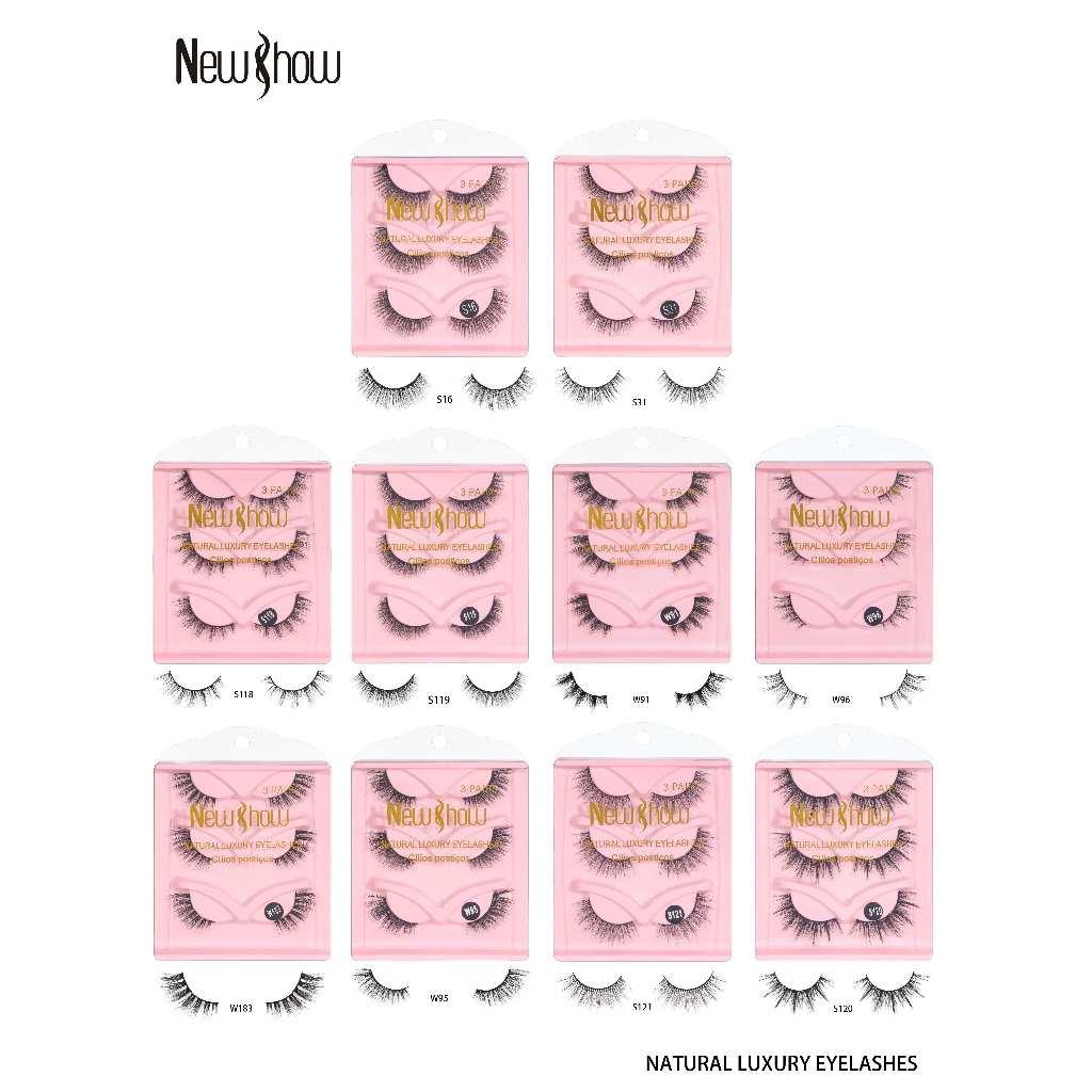 New Show 3 Pares Pestanas De Olho De Gato 3D Fofo De Mink Full Strip Cílios/meia Extensões De Longas