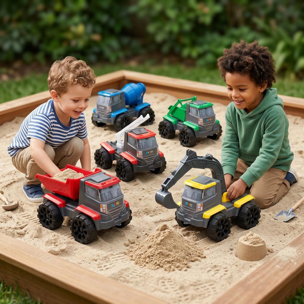 Kit Com 5 Caminhões De Construção Infantil Grandes 28cm Peças Móveis Carrinhos Menino Queen Shop