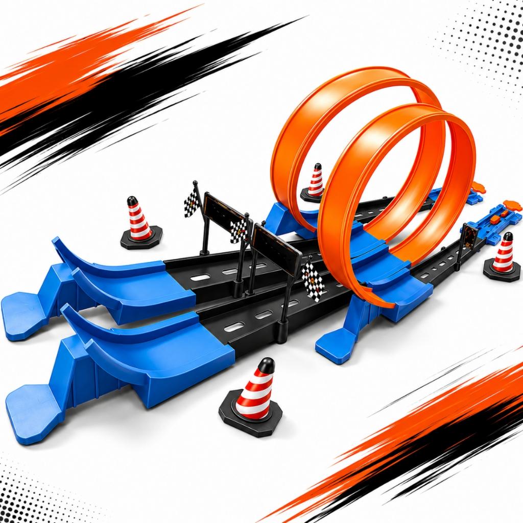Pista De Corrida Lançadora De Carrinhos Loop 360 Radical Brinquedo Infantil Com 32 Peças Castela