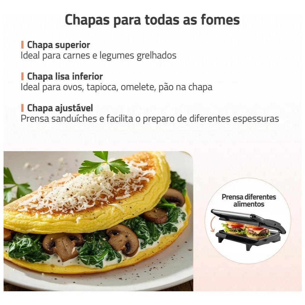 Sanduicheira E Grill Mondial Master Press Pg-01-cl 1000w