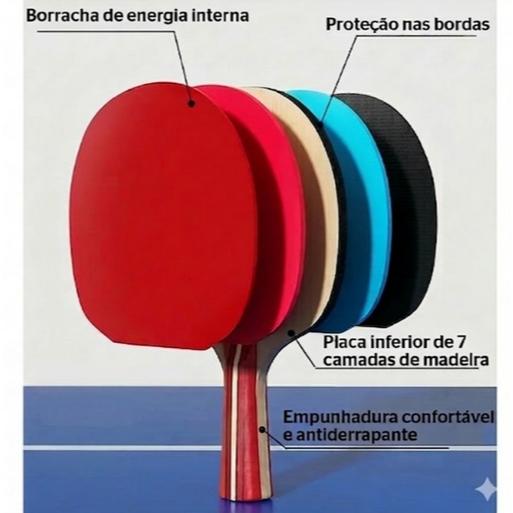 Kit Ping Pong 2 Raquete Tênis De Mesa 3 Bolinha Com Estojo Lorben