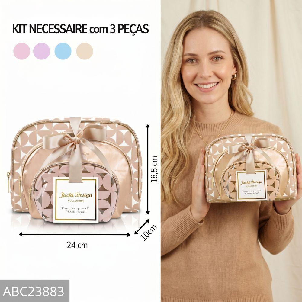 Kit Necessaire Com 3 Peças Para Viagens E Passeios O Melhor Custo-benefício Jacki Design