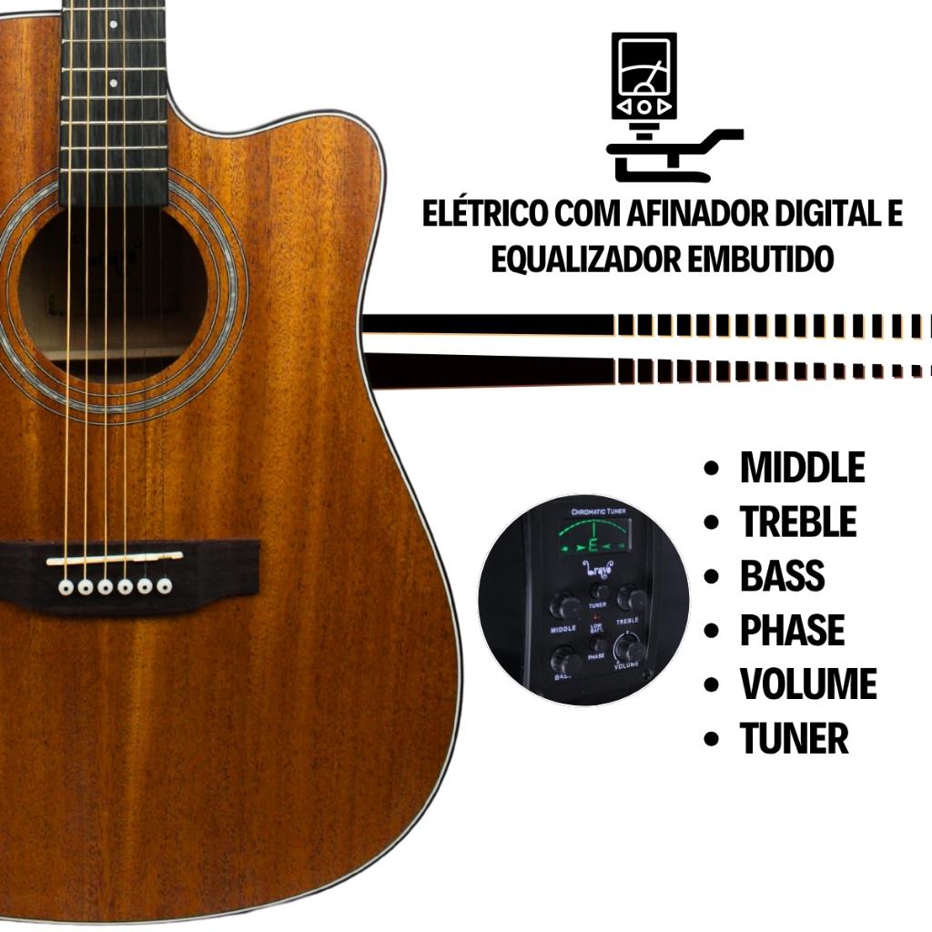 Kit Violão Elétrico Bravo Tf300 Aço Série Tuneful + Acessórios