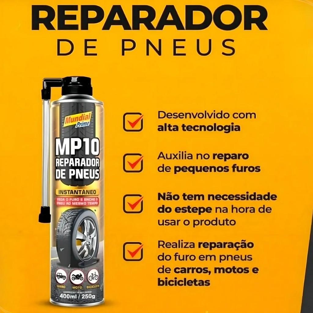 Kit Com 3 Reparador De Pneus Spray 400 Ml Instantâneo De Furo Pneu Carro - Bike - Moto Motoqueiros