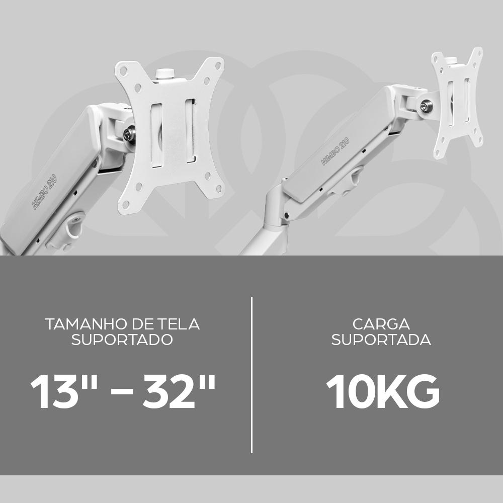 Suporte Articulado Para 2 Monitores 13 A 32 Pistão A Gás Zinnia Nimbo 210 Branco