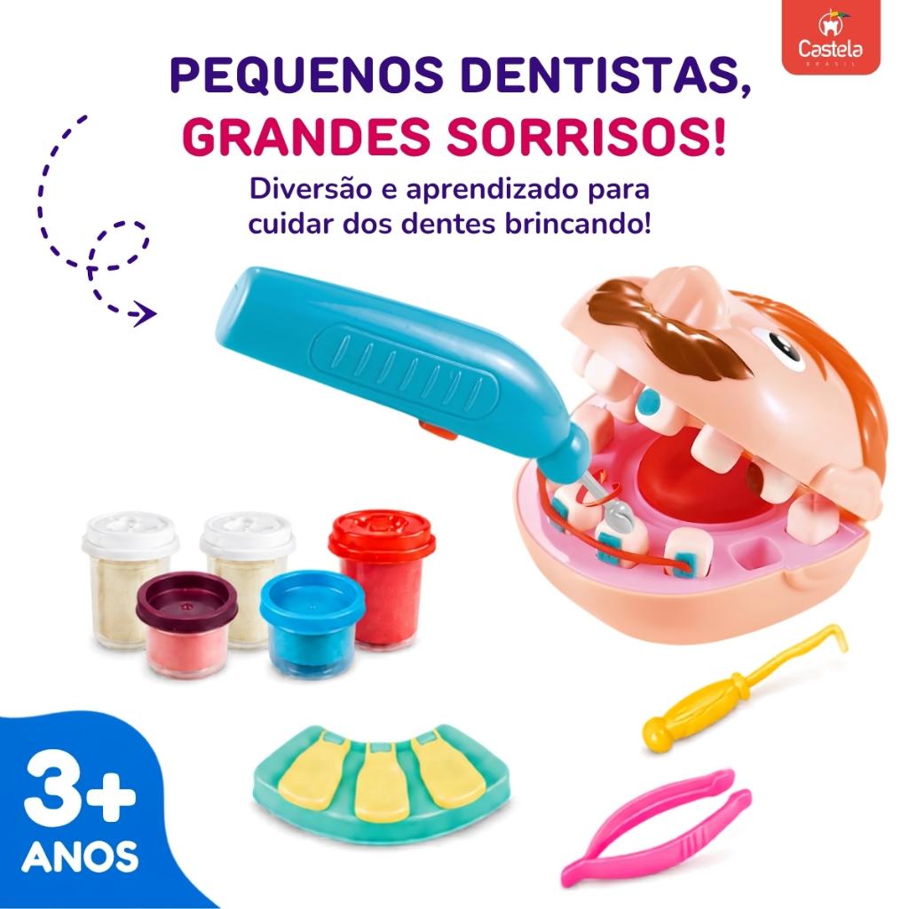 Brinquedo Brincando De Dentista C/Massinha E Acessórios - Castela
