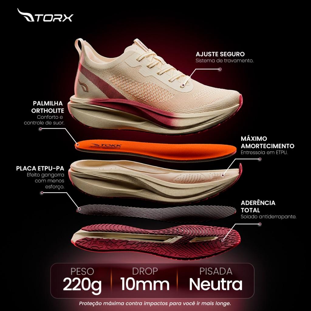 Tênis Torx ULTRA MAX Corrida Leve Performance Placa Propulsão 220g Masculino Feminino