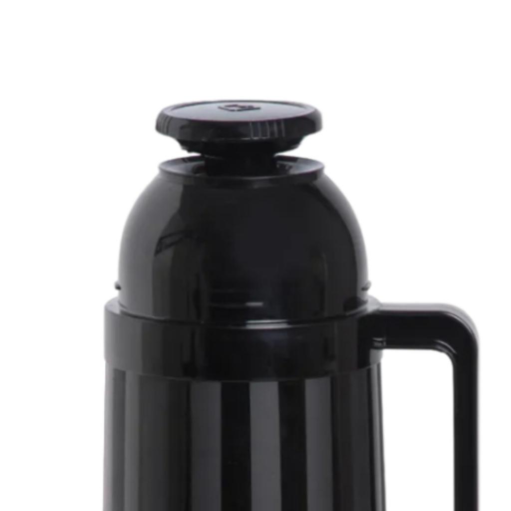 Garrafa Térmica 1L Preta Ampola De Vidro Conserva Quente E Frio Café Chá Chimarrão Alta Durabilidade