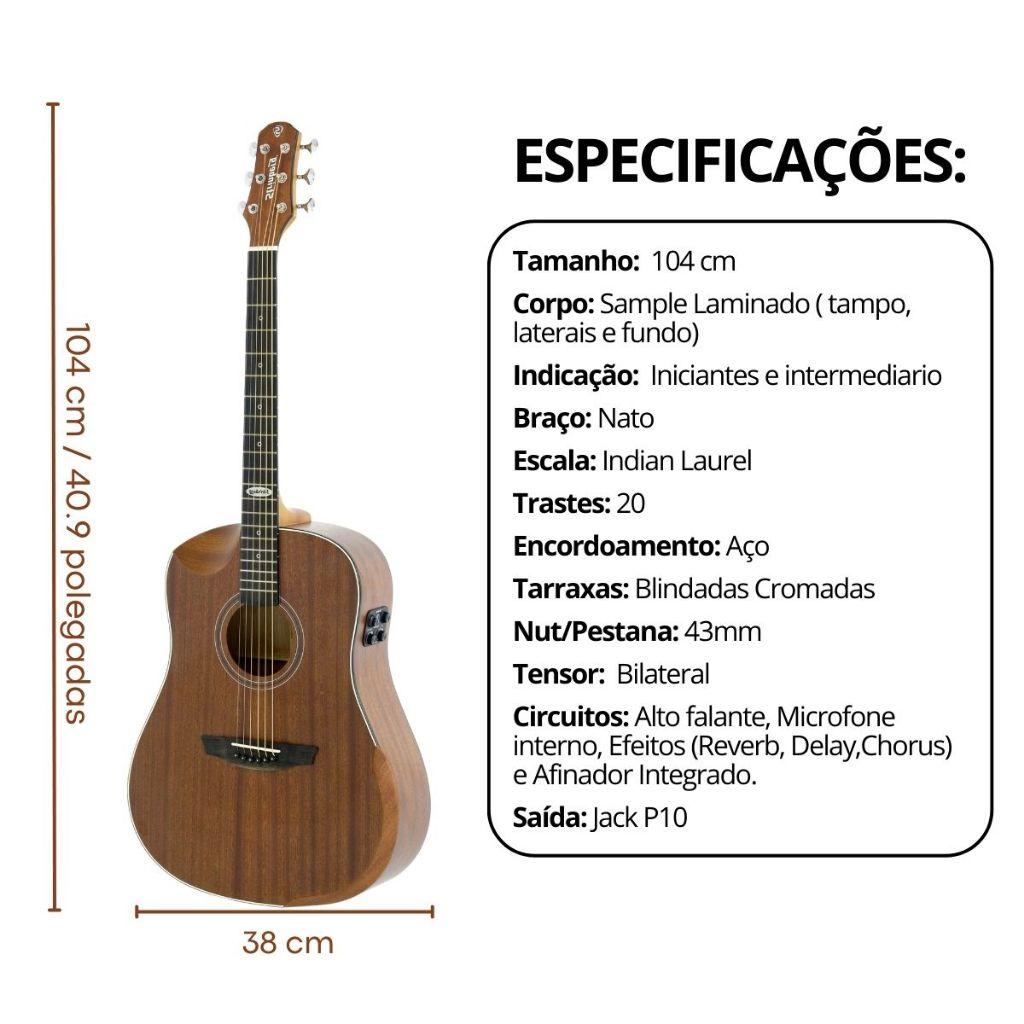 Violão Strinberg Elétrico Folk Sd301hcr Lh Canhoto Galaxy