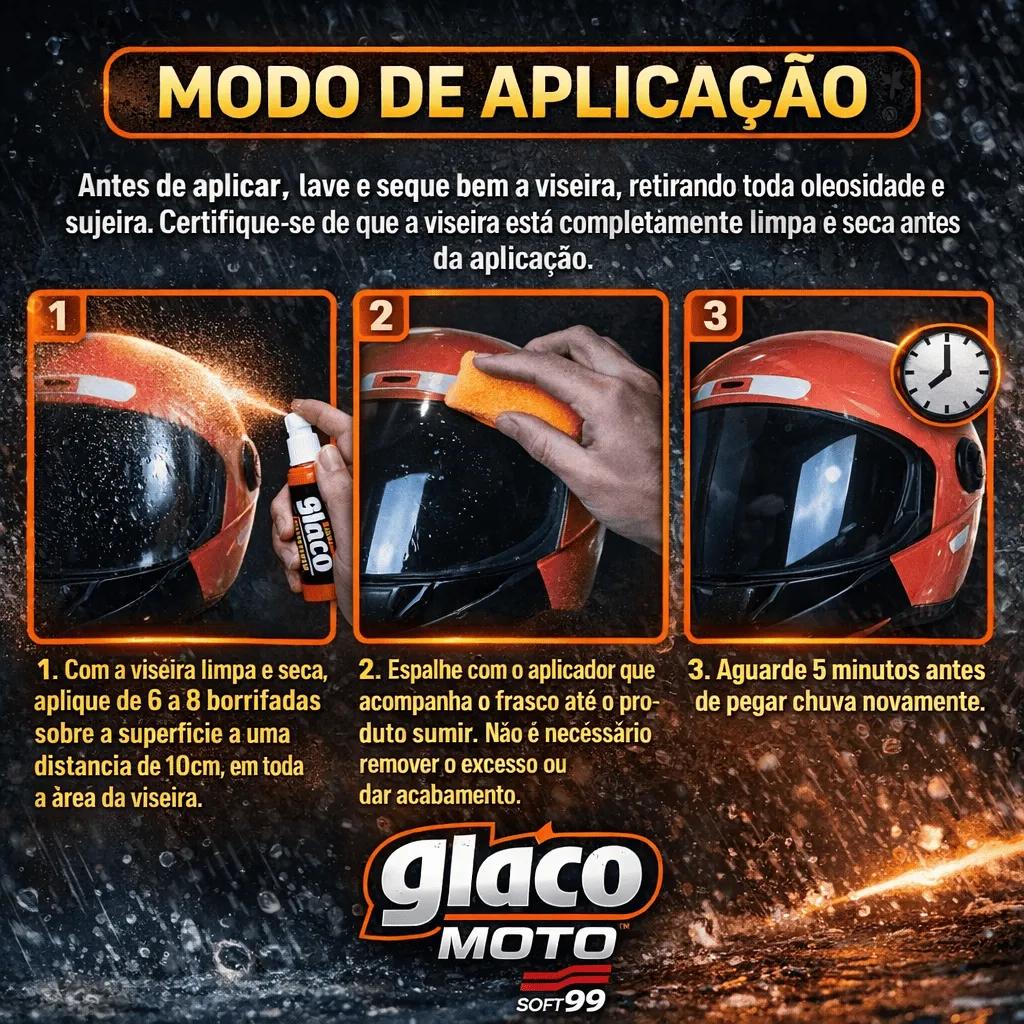 Glaco Moto 20ML Soft99 Repelente Agua Chuva Viseira Moto