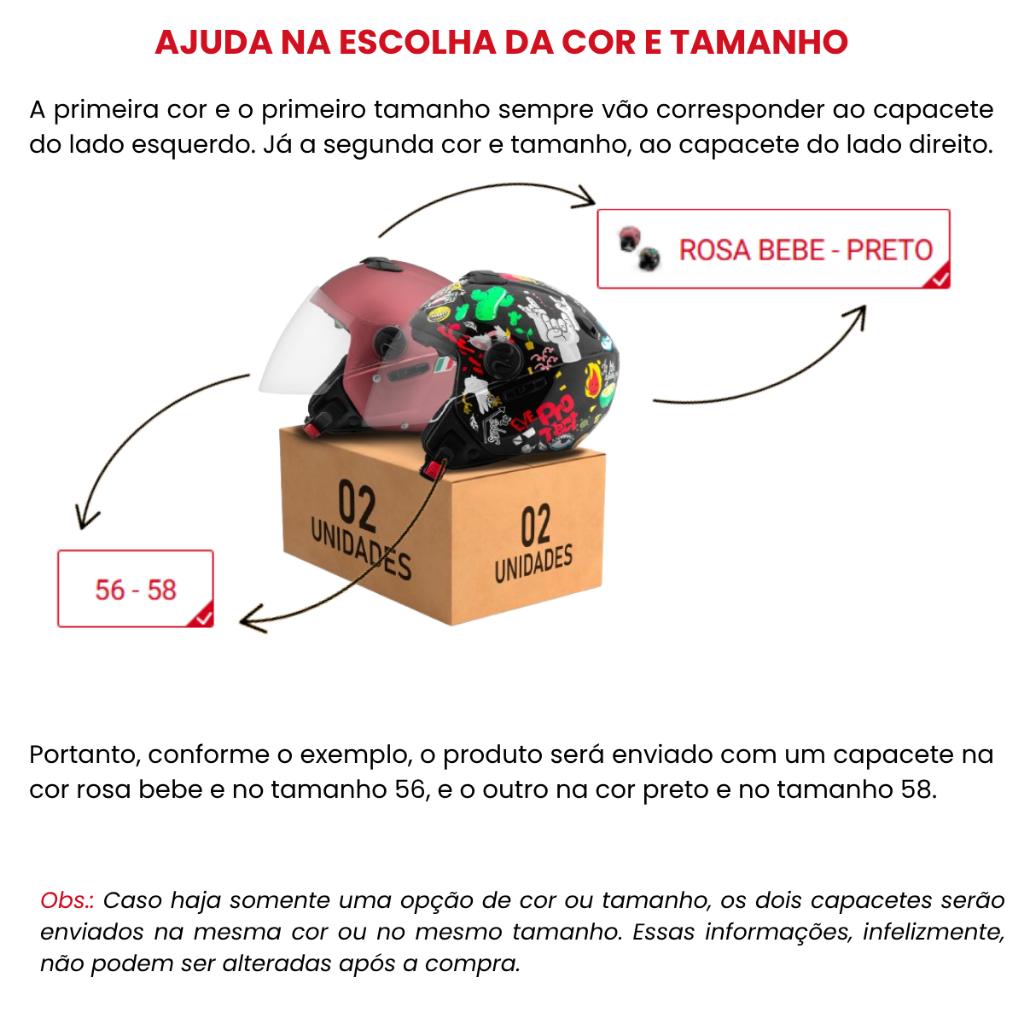 Kit Capacete Aberto Protork New Atomic Elite + New Atomic Universe Vermelho Rosa Preto