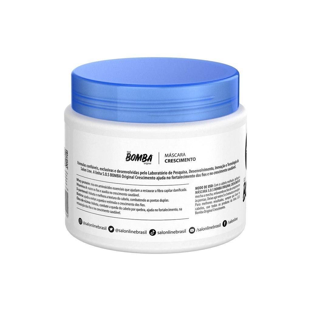 Kit Com Condicionador E Máscara De Hidratação Sos Bomba Original + Tônico Fortalecedor Crescimento Acelerado Salon Line