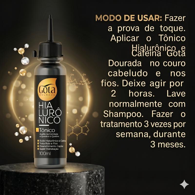 Kit 2 Tônicos Capilares Gota Dourada - Fortalecimento De Cabelos - Hialurônico