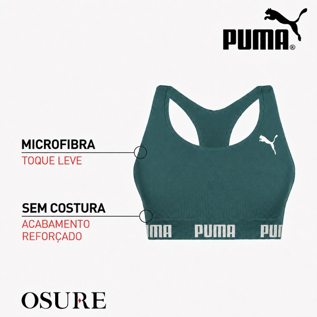Top Puma Feminino Sem Bojo E Costura Fitness Academia Alta Sustentação Nadador Confortável Original