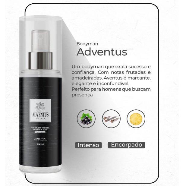 Body Splash Masculino Adventus 200ml - Primacial Perfume Amadeirado Citrico