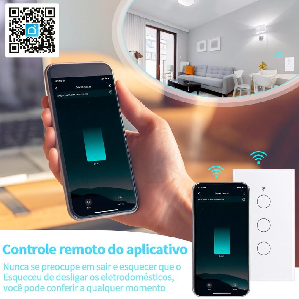 Interruptor Inteligente Toque Wifi 1 2 3 4 Botões Controle Aplicativo Alexa Tuya E Google