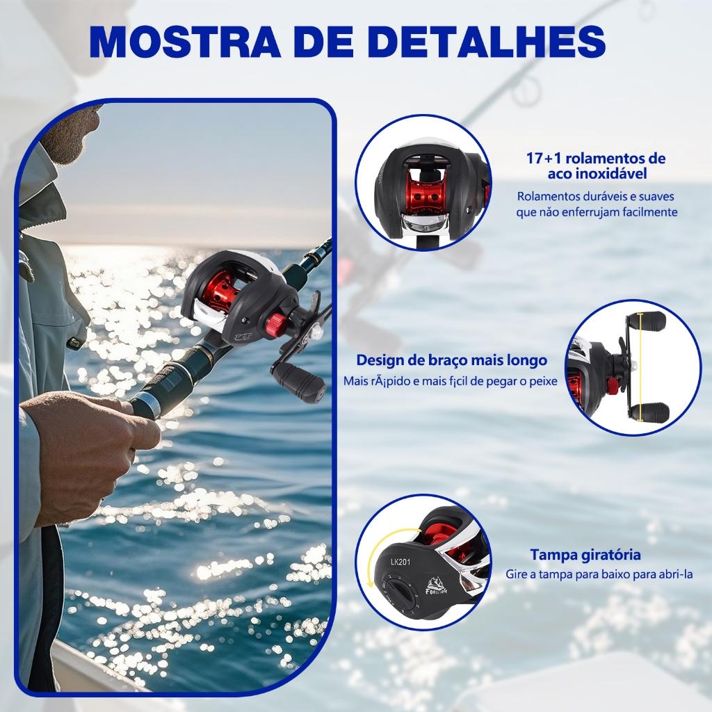 Kit Pesca Carretilha Vara + Molinete Baitcasting + Linha + Bolsa