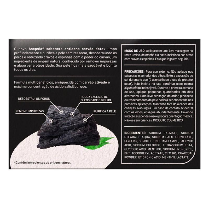 Kit Com 3 Asepxia Sabonete Detox 80g