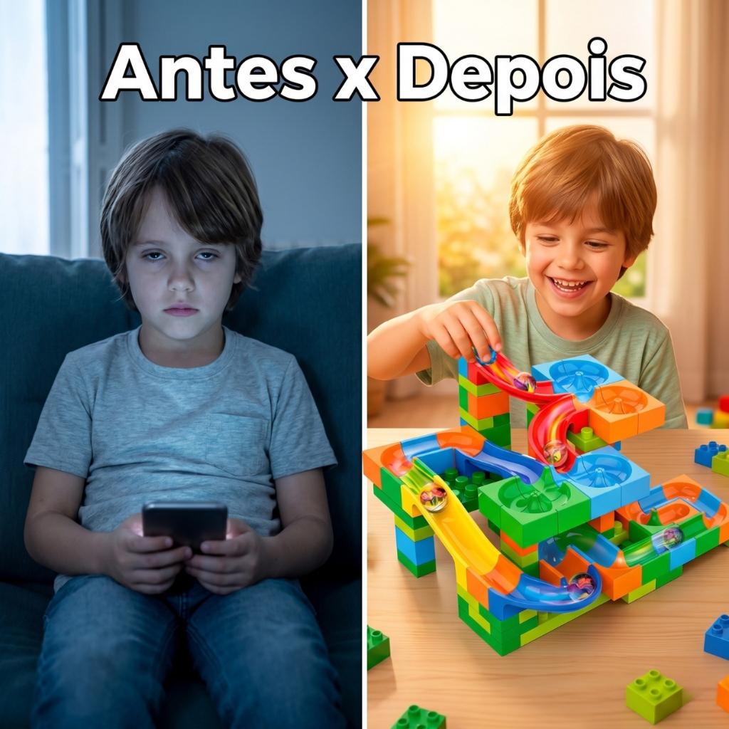 Pista Labirinto Bolinhas Blocos Montar 128 Peças Educativo +3 Anos Criativo Infantil