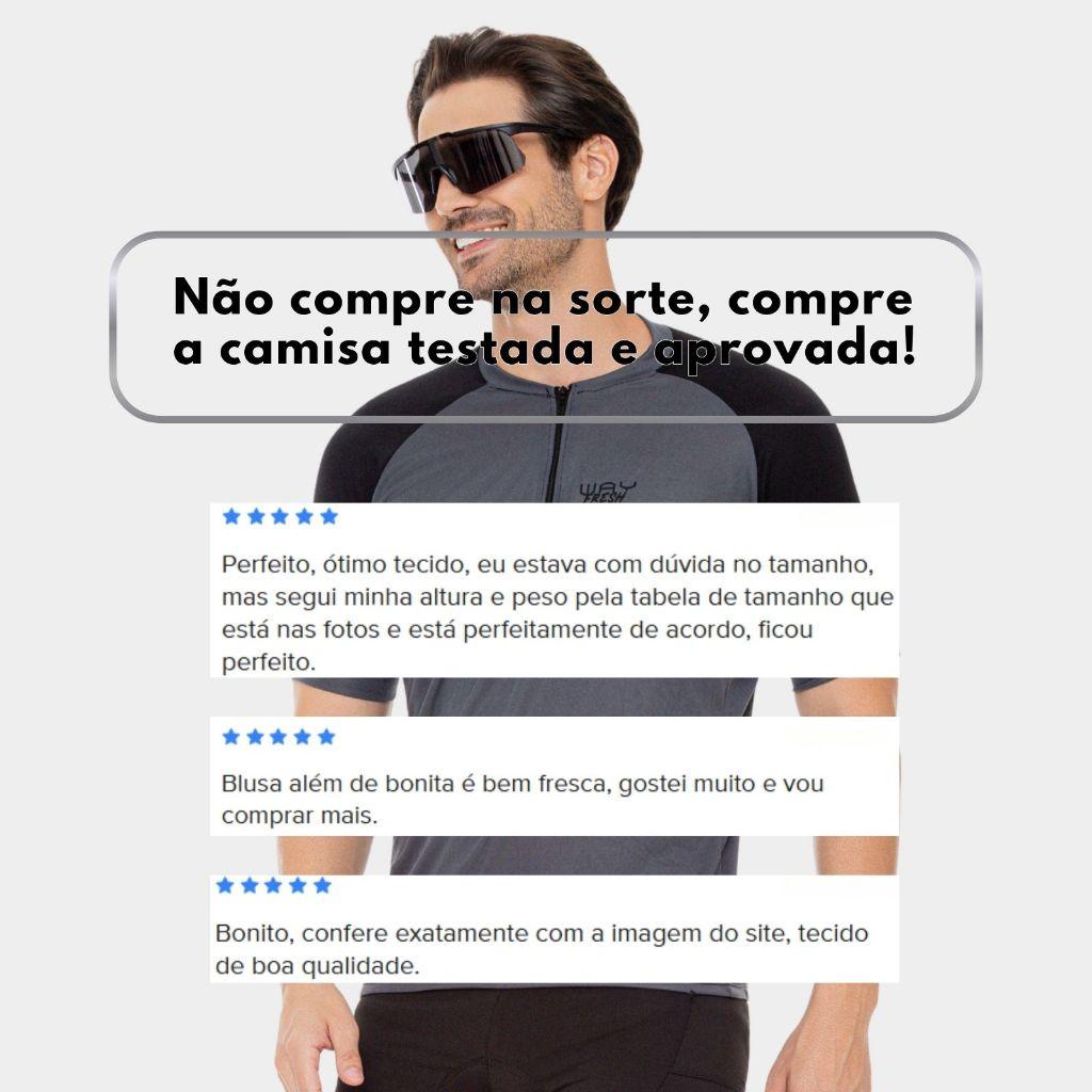 Camisa De Ciclismo Masculina Way Fresh Cinza Manga Curta Roupa