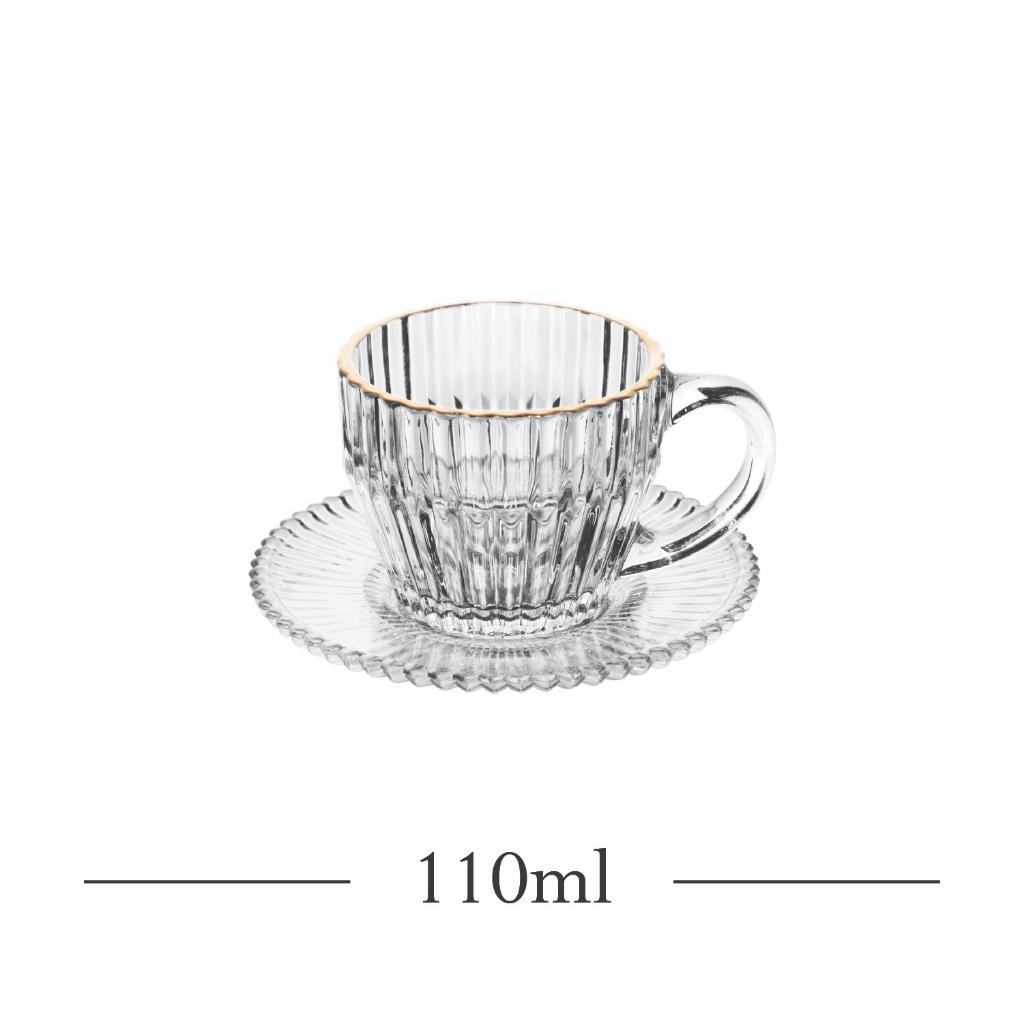 Jogo 4 Xícaras De Café Com Pires Cristal Fio De Ouro Imperatriz 110ml - Wolff