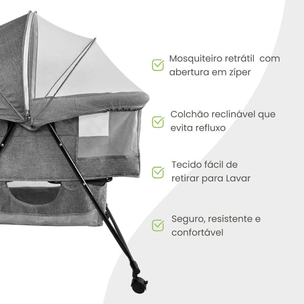 Berço Portátil De Bebê Dobrável Balanço Moisés Com Colchão Mosquiteiro Pipdip