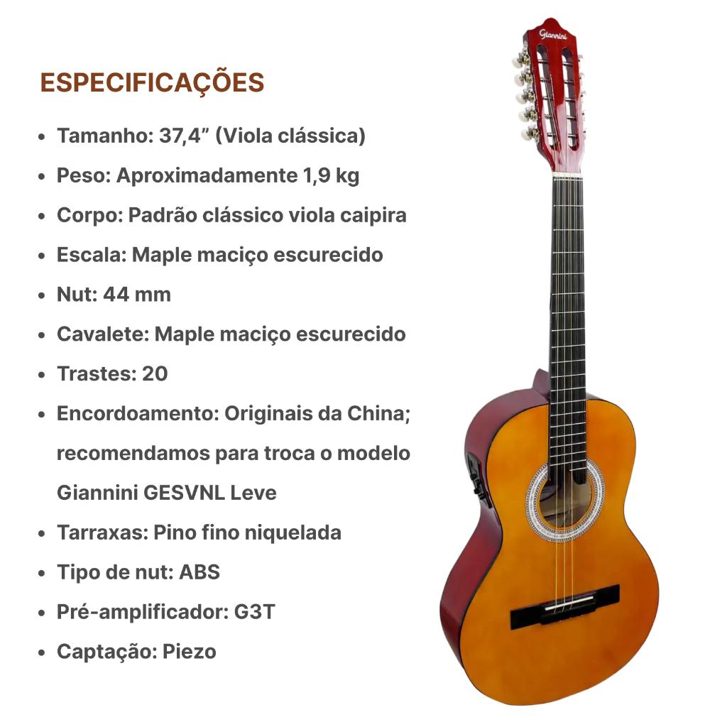 Viola Caipira Giannini Vs14 Eq Ns Elétrica Fosca Natural