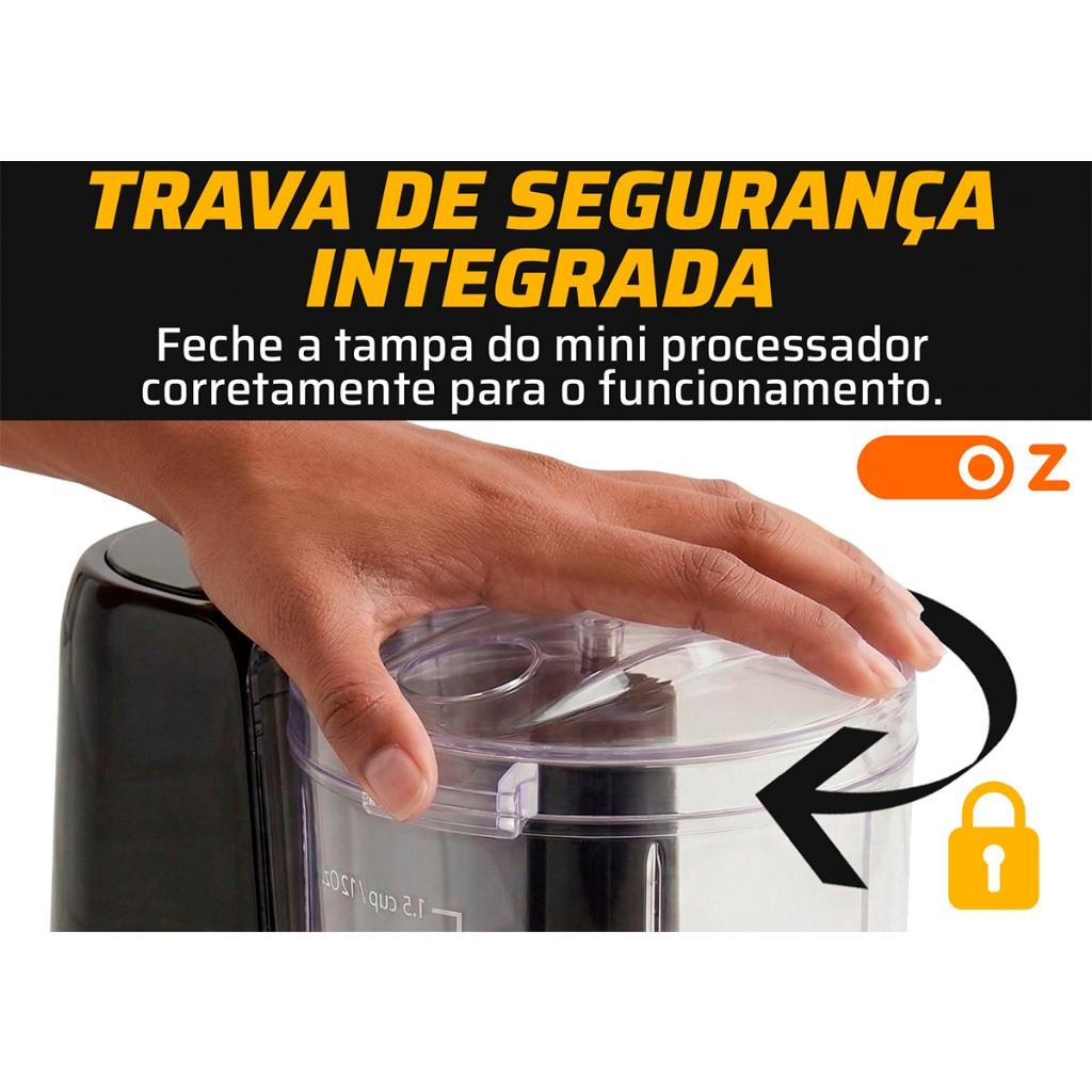 Processador Pratic 400ml Minic/Lâminas Duplas De Aço Inox Acionamento Por Toque Único Ozline