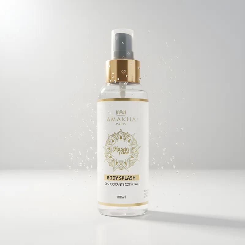 Duo Feminino Árabe Hasan Rose Perfume 15ml + Body Splash 100ml Amakha Paris