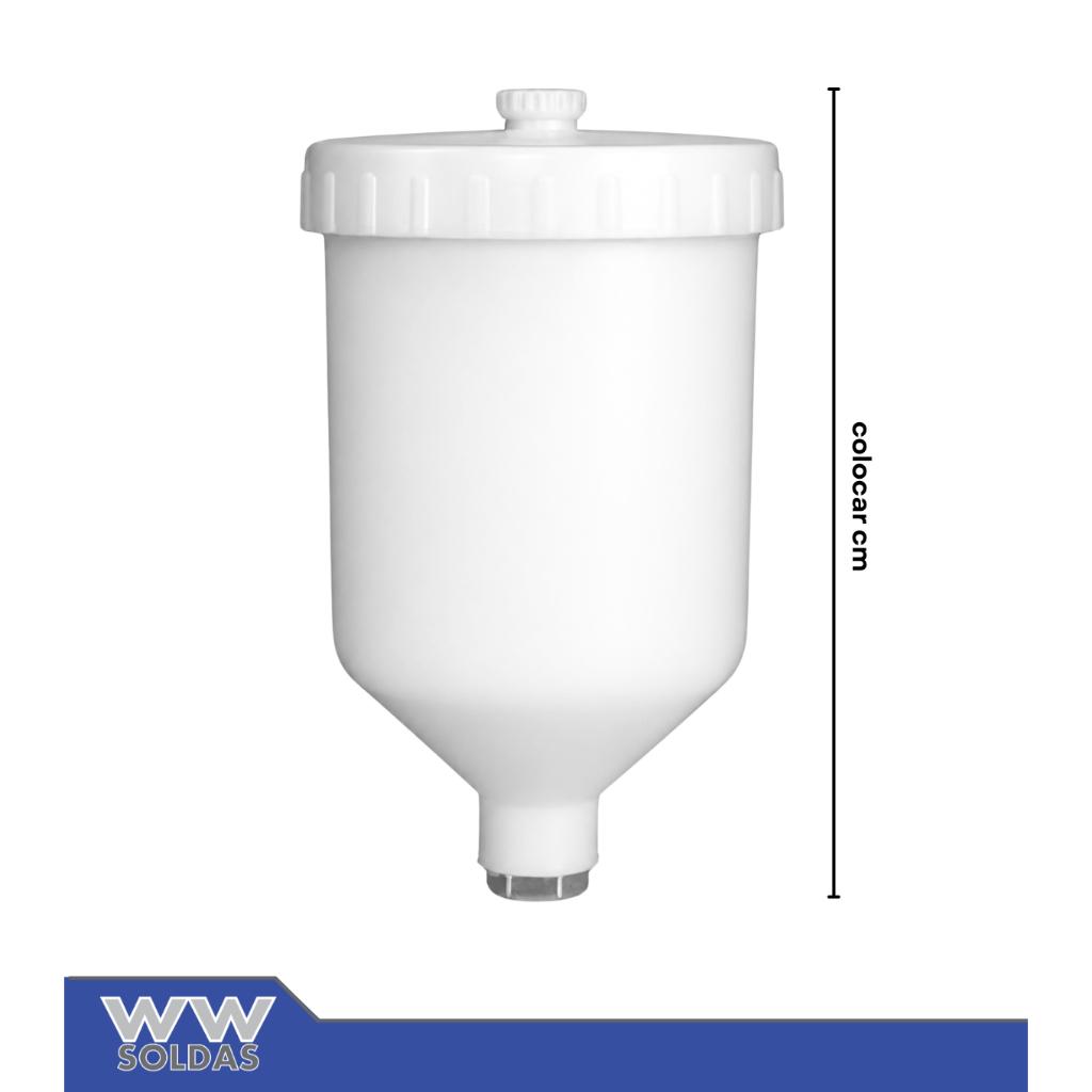 Caneca Para Pistola De Pintura 600ml Rosca 1/4 Wwsoldas Branco