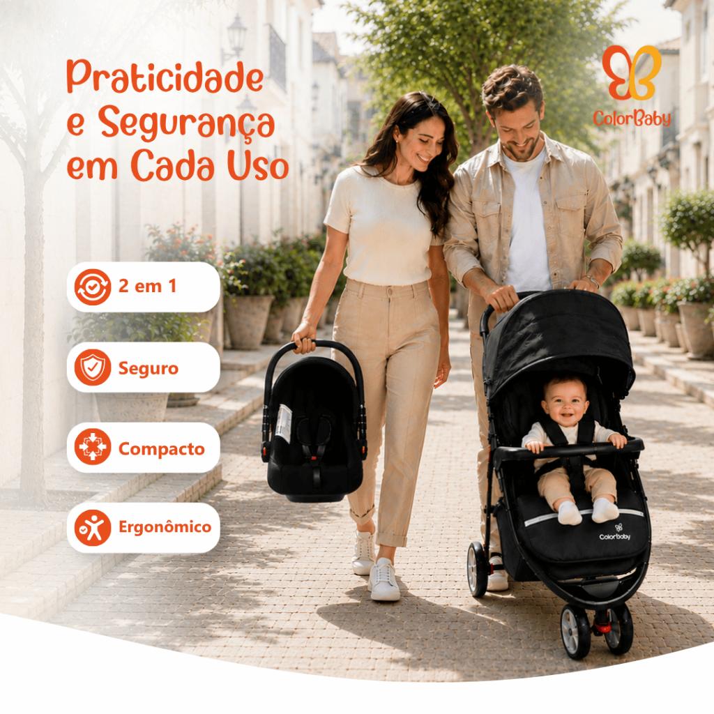 Carrinho Speed Travel System Triciclo/3 Rodas + Bebê Conforto Colorbaby