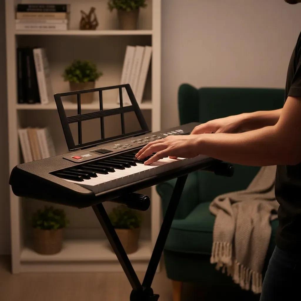 Kit Teclado Musical Kobe Kb-150 Preto 61 Teclas Com Suporte E Capa