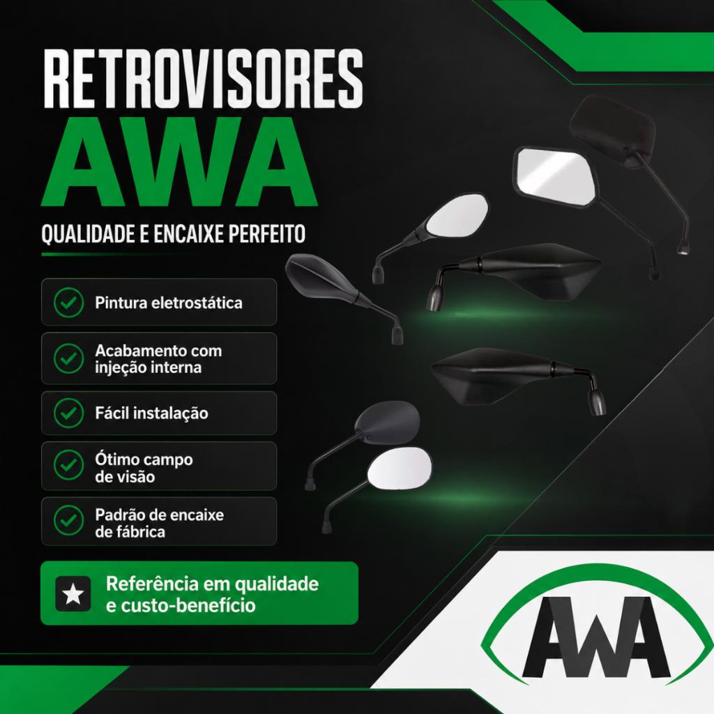 Par De Espelho Retrovisores Original Moto Haste Curta Modelo Honda Cg Titan Fan Cargo Mix Flex 125 150 160 Awa Rosca M10