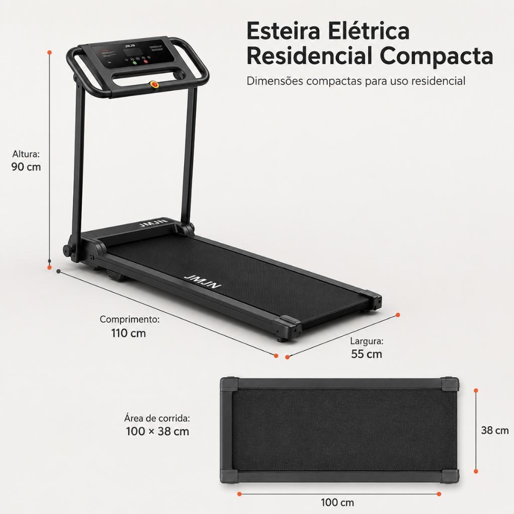 Esteira Ergométrica Para Casa 3.0hp Dobrável Bluetooth Painel LED Inclinação Manual 12km/h Silenciosa Capacidade 120kg