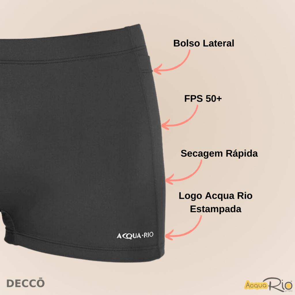 Sunga Boxer Masculina Lisa Adulto Forrada Com Bolso Lateral E Cordão De Regulagem Moda Praia FPS 50