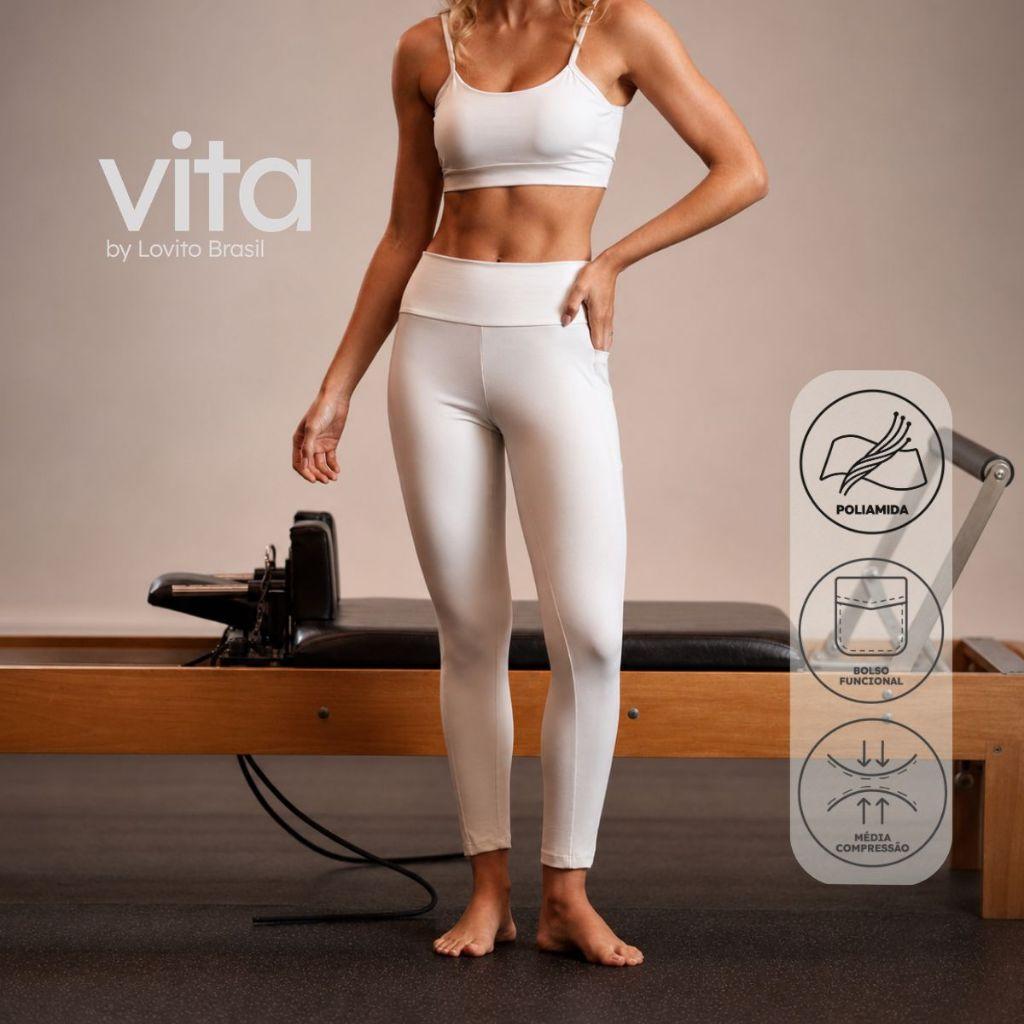Lovito Vita Calça Legging Esportiva Feminina Com Bolsos Spb19982028