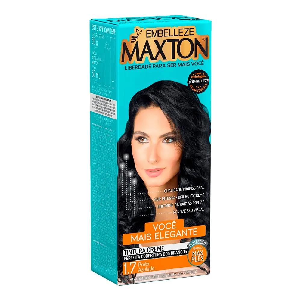 Kit Tintura Maxton Creme Preto Azulado Nº 1.7