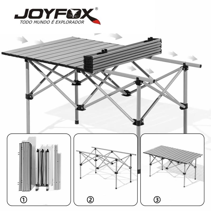 Kit Camping Joyfox Mesa Dobrável Alumínio + 4 Cadeiras Portáteis Com Bolsa Para Praia Churrasco