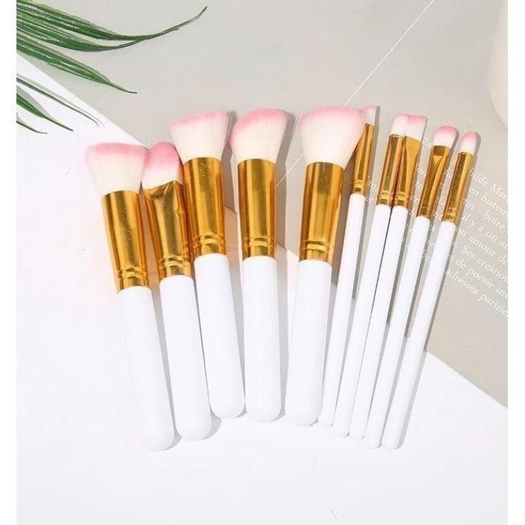 Kit 10 Peças Pincel Kabuki Precisão Conjunto De Maquiagem Para Sombra Delineador Lábios Pó Base