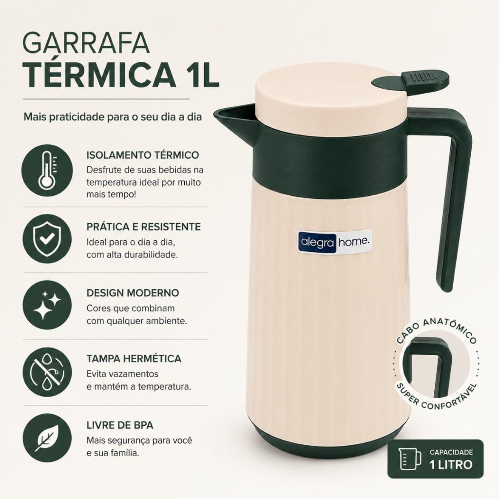 Garrafa Termica 1000ml Moderna Premium Alegra Home